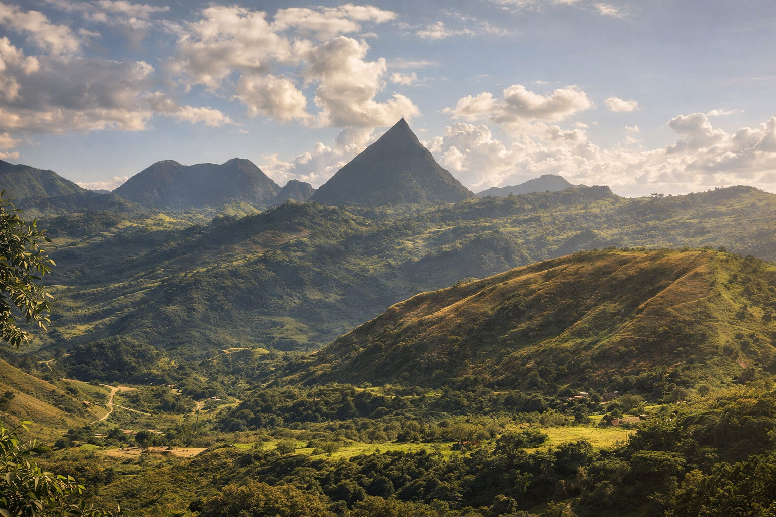 Panoramic view from Cerro Tusa over the Cauca River canyon